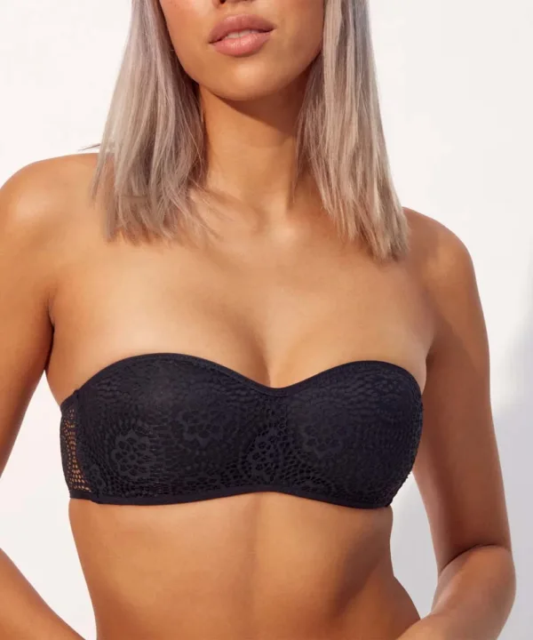 CUPIZ:Lace bandeau bra with ties