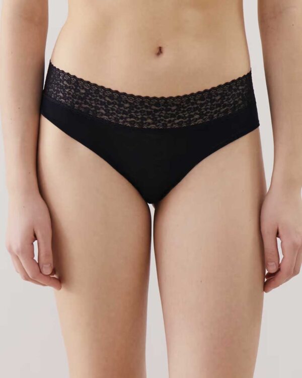 LEOWAISTIZ:Plain hipsters with leopard lace