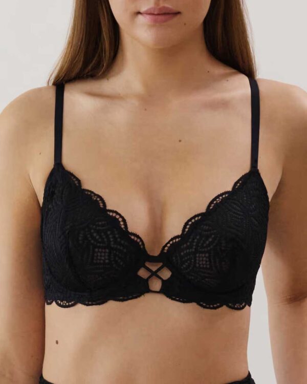 DAILIZ CORBEILLE:Lace balconette bra - black