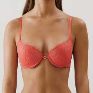 LINDAIZ PRALINIZ-AMPLI:Padded bra in floral embroidered mesh - pink