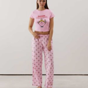 BABYPRINCESSIZ-PANT:Madame Princesse pink cotton straight-leg trousers