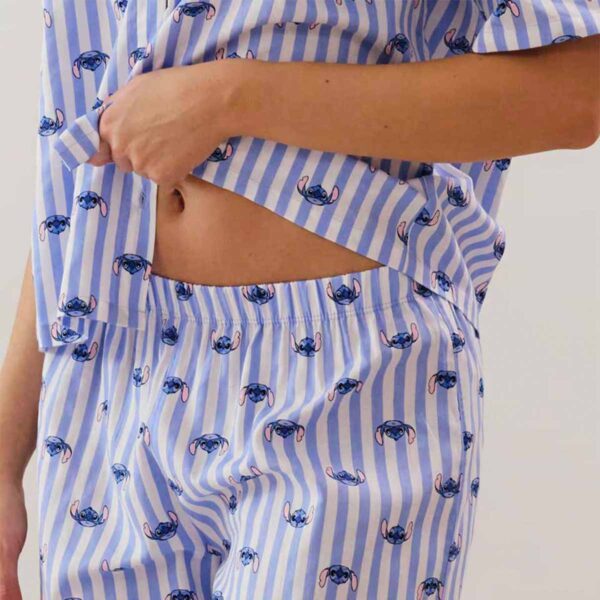 BABYSTITCHIZ-PANT:Stitch blue cotton straight-leg trousers - Image 3