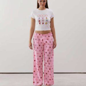 ENGBABYMISSIZ-PANT:Straight pink cotton trousers