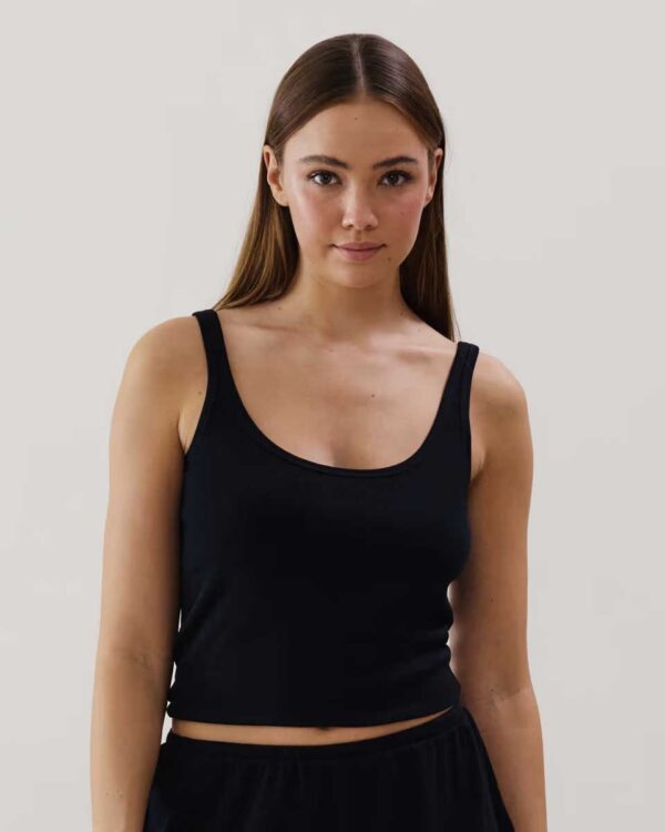 CORENIGHTIZ-TOP:Ribbed jersey tank top - black