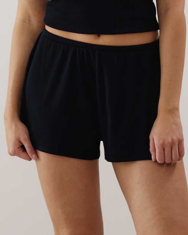 CORENIGHTIZ-SHORT:Ribbed jersey shorts - black