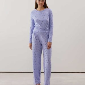 NIGHTBASICIZ PANT:Straight leg jersey trousers - sky blue