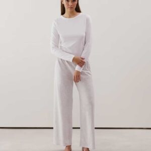 NIGHTBASICIZ PANT:Straight leg jersey trousers - white
