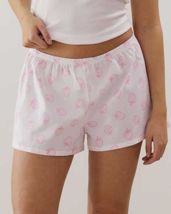 NIGHTPOPIZ-SHORT:Strawberry-pattern cotton shorts - off-white
