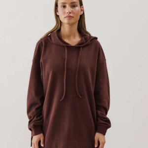 COMFYLIZ-SWEAT:Rib knit sweatshirt - brown