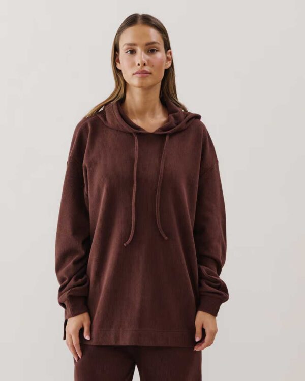 COMFYLIZ-SWEAT:Rib knit sweatshirt - brown