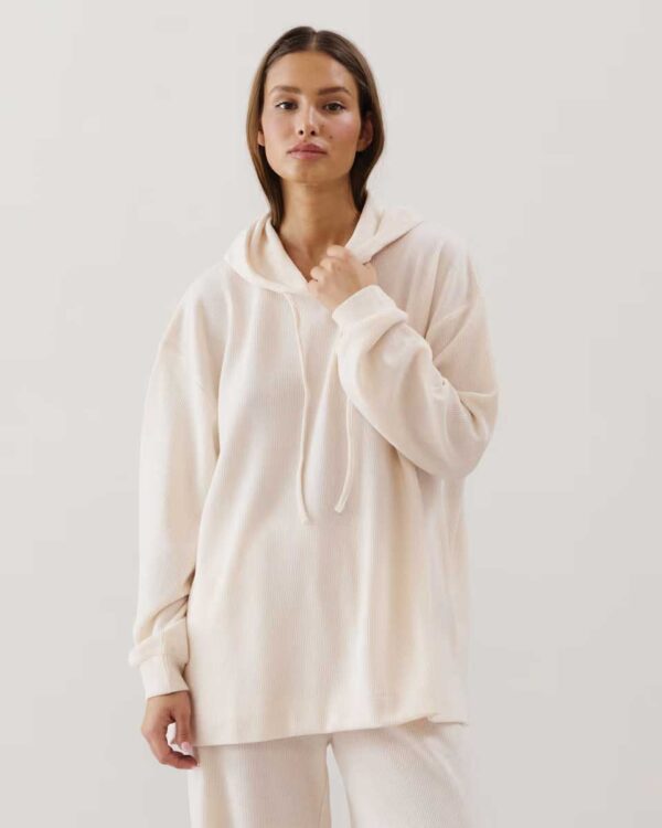 áCOMFYLIZ-SWEAT:Rib knit sweatshirt - beige