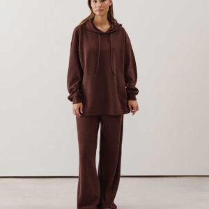 COMFYLIZ-PANT:Rib knit trousers - brown