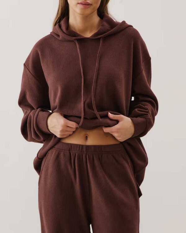 COMFYLIZ-PANT:Rib knit trousers - brown - Image 3