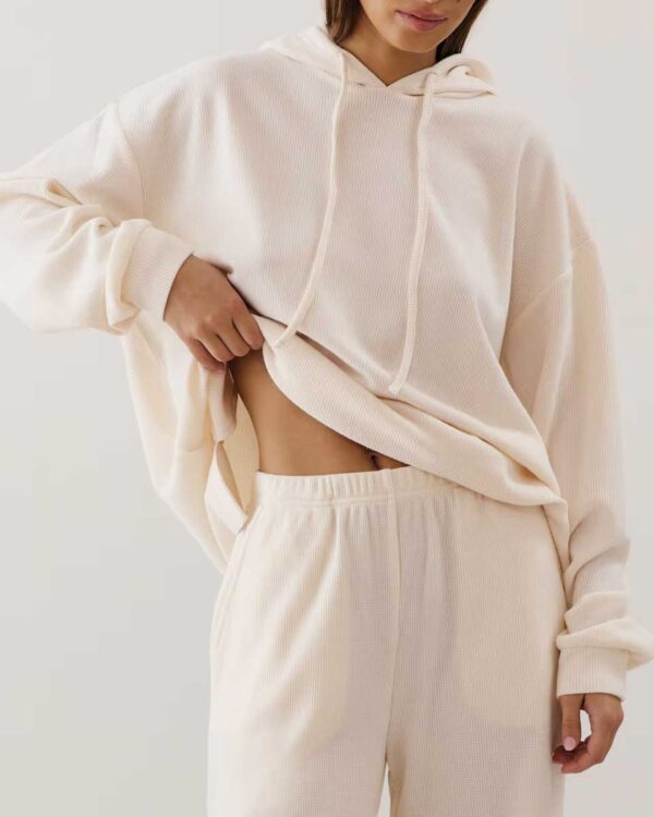 COMFYLIZ-PANT:Rib knit trousers - beige - Image 3