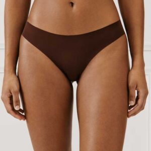 NEW CLEMATIZ SLIP:Microfibre and lace briefs - brown