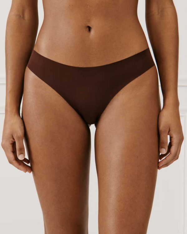 NEW CLEMATIZ SLIP:Microfibre and lace briefs - brown