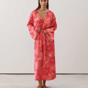 LONGMASRILIZ-KIMONO:Long satin kimono