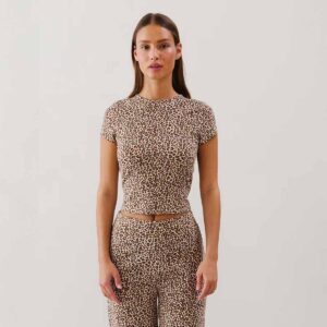 NEWLEOPIZ-TOP:Jersey crop top - leopard