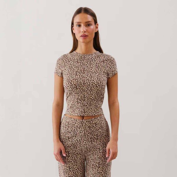 NEWLEOPIZ-TOP:Jersey crop top - leopard