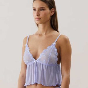 BRODMARGUERIZ-TOP : Mesh top with embroidery