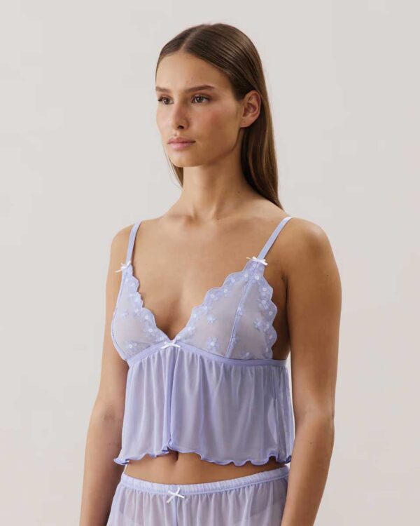 BRODMARGUERIZ-TOP : Mesh top with embroidery