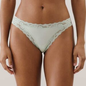 MAGDALIZ-TANGA : Cotton and lace tanga briefs - light green