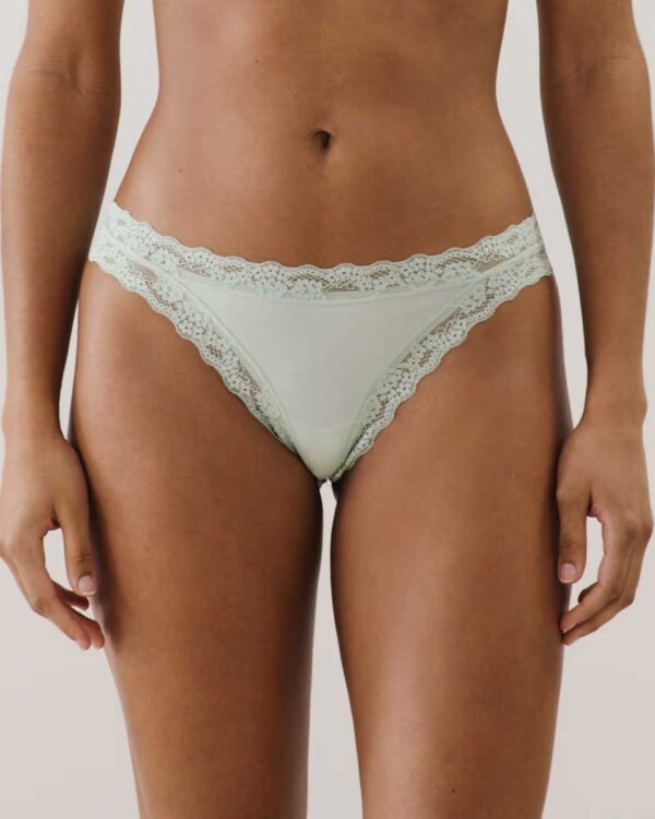 MAGDALIZ-TANGA : Cotton and lace tanga briefs - light green