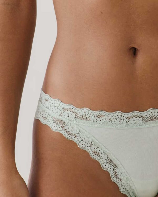 MAGDALIZ-TANGA : Cotton and lace tanga briefs - light green - Image 3