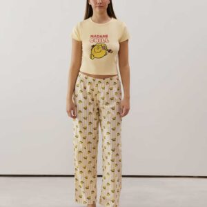 BABYCHIPIZ-PANT DROIT : Madame Chill straight-leg trousers in yellow cotton