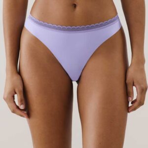 NEW BARAKIZ-TANGA : Microfibre and lace tanga briefs - purple