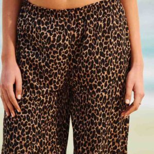 NEWJORELIZ-PANT:Wide-leg leopard trousers