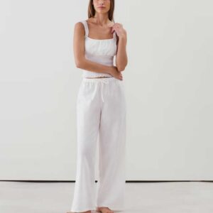 LINELIZ-PANT LARGE:Straight-leg trousers with linen effect
