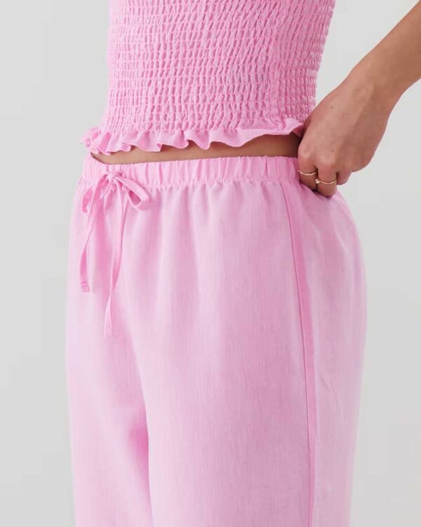 LINELIZ-PANT LARGE:Straight-leg trousers with linen effect - Image 3