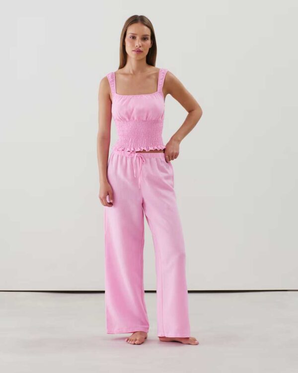 LINELIZ-PANT LARGE:Straight-leg trousers with linen effect
