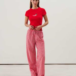 MULTIVICHILIZ-PANT LARGE:Straight-leg gingham trousers