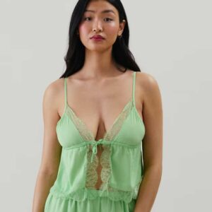 LACEGLACIZ-TOP:Satin and lace camisole