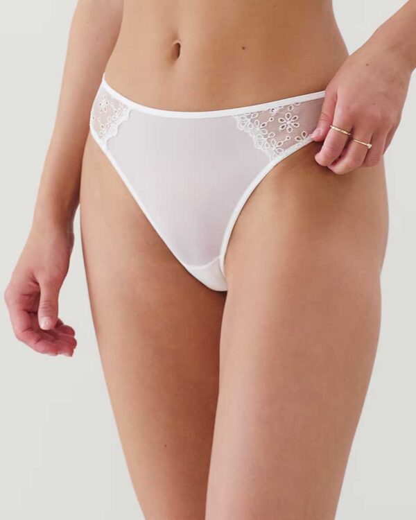 ROMANCIZ-SLIP - Mesh brief with embroidery