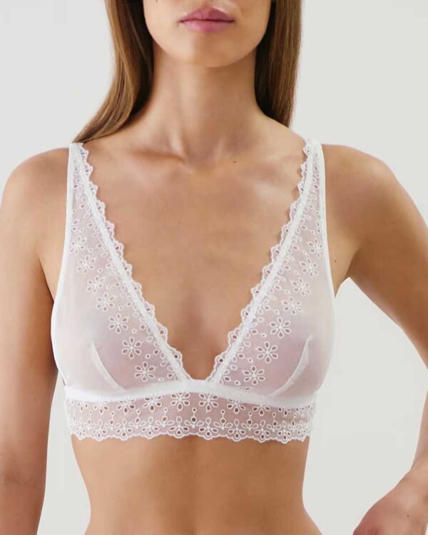 ROMANCIZ-FOULARD SA - Mesh triangle bra with embroidery