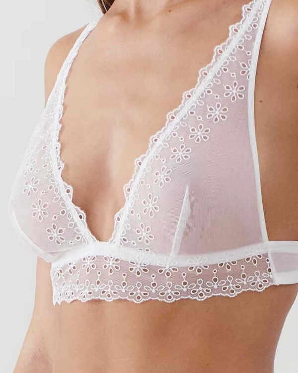 ROMANCIZ-FOULARD SA - Mesh triangle bra with embroidery - Image 3